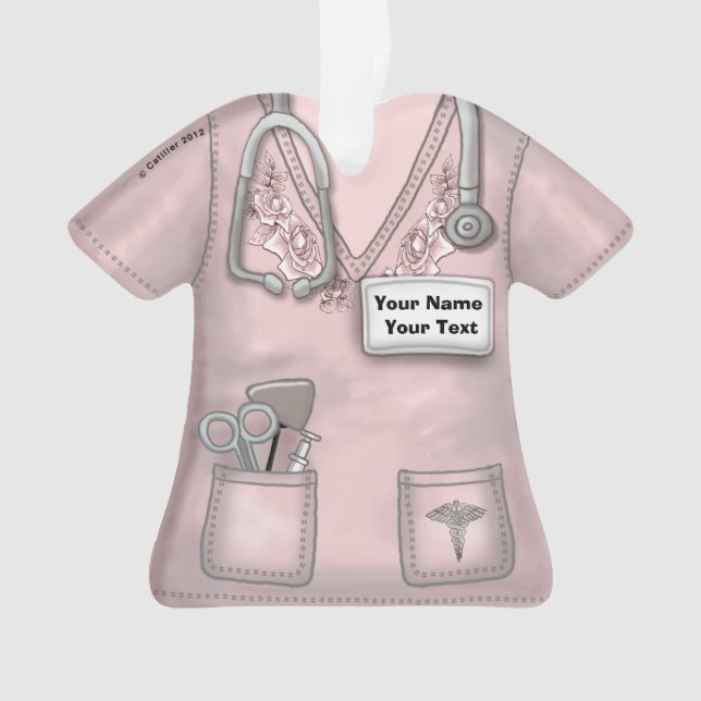 Pink Roses Nurse scrubs ornament (Front)