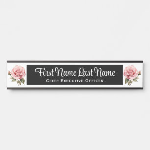 Pink Roses Office Door Signs Name Plate