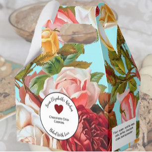 Pink Roses on Blue Baked Gifts With Ingredients Favour Box