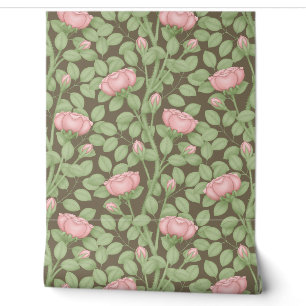 Pink Roses on brown Wallpaper