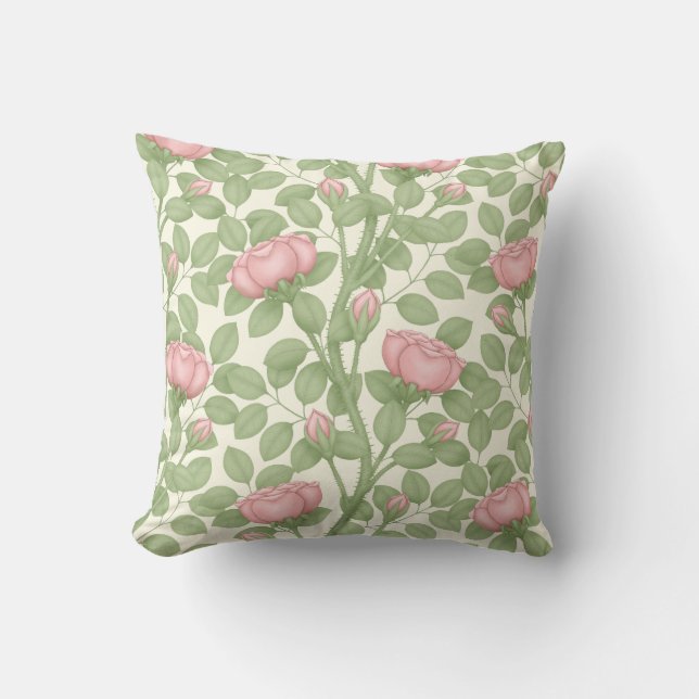 Pink Roses on cream Cushion (Front)