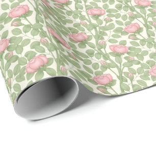 Pink Roses on cream Wrapping Paper