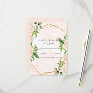 Pink Roses on Frame RSVP Card