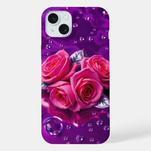 Pink Roses on Purple Water iPhone Case