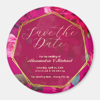 Pink Roses on Viva Magenta | Wedding Save The Date