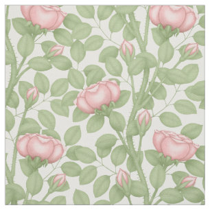 Pink Roses on white (small scale) Fabric