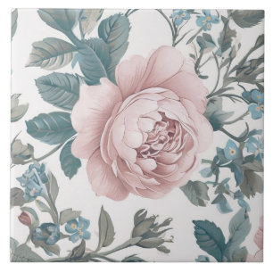 Pink Roses on White Tile