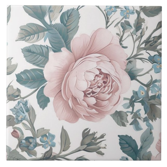 Pink Roses on White Tile (Front)