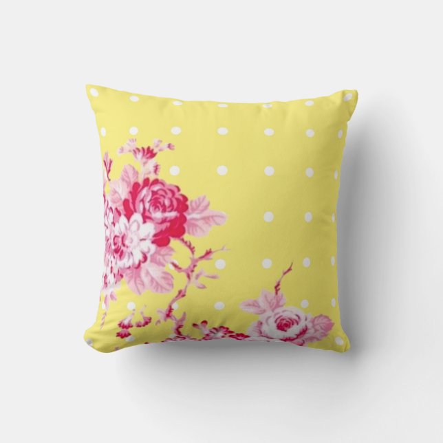 Pink Roses On Yellow Pillow (Front)
