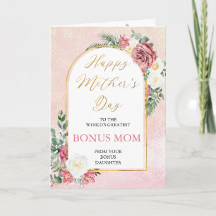 Pink Roses Orchid Happy Mother's Day Bonus Mum Card