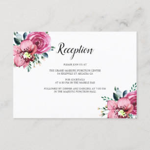 Pink Roses Orchids Floral Wedding Reception Enclosure Card