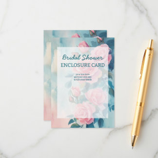 Pink Roses Painting Bridal Shower CUSTOM Enclosure Card