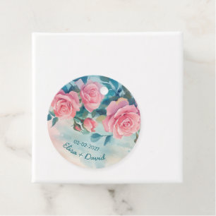 Pink Roses Painting Bridal Shower CUSTOM  Favour Tags