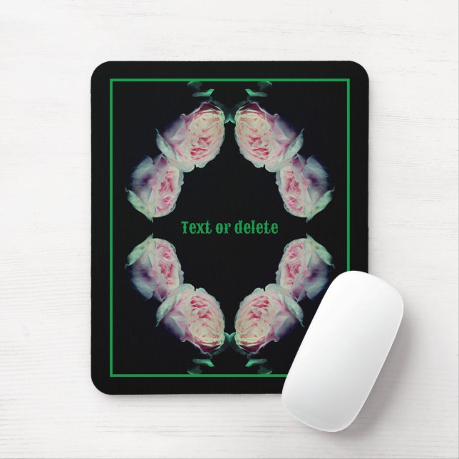Pink Roses Pair Abstract Personalised Mouse Pad (With Mouse)