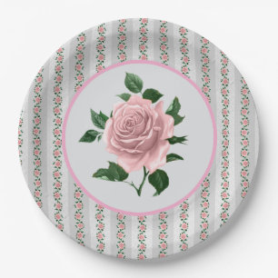 Pink Roses Paper Plate