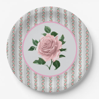 Pink Roses Paper Plate