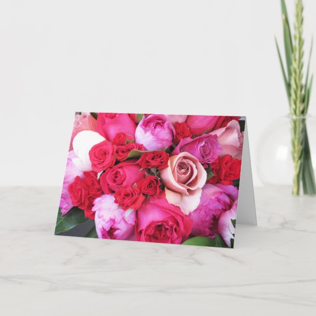 Pink Roses Paris Holiday Card (Front)