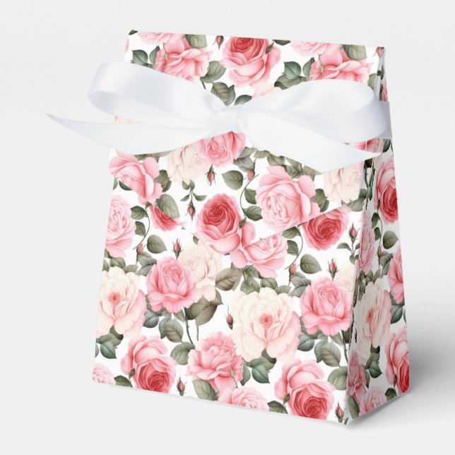 Pink Roses Party Treat Box (Front Side)