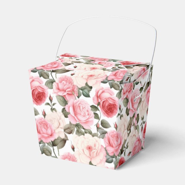 Pink Roses Party Treat Box (Front Side)