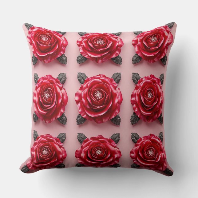 Pink roses pattern cushion (Front)