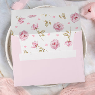 Pink roses pattern envelope