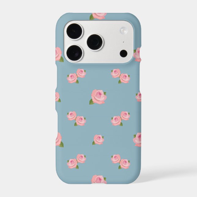 Pink Roses Pattern on Blue (Back)