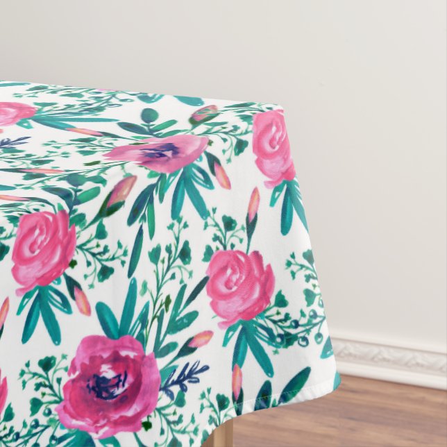 Pink Roses Pattern Tablecloth (In Situ)