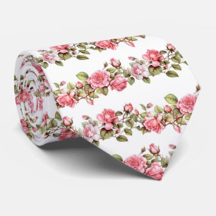 pink roses pattern tie