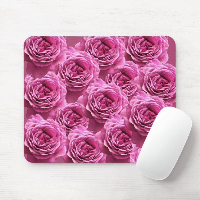 Pink roses Patterns Mouse Pad (With Mouse)