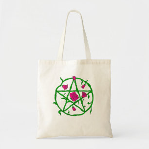 pink roses pentagram tote bag