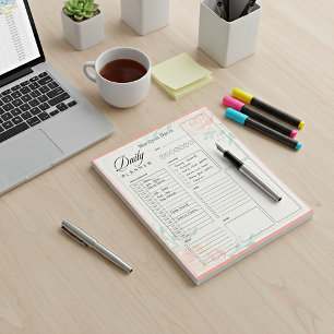 Pink roses personalised day plan notepad
