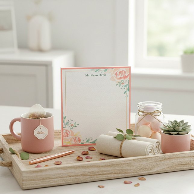 Pink roses personalised notepad (Creator Uploaded)