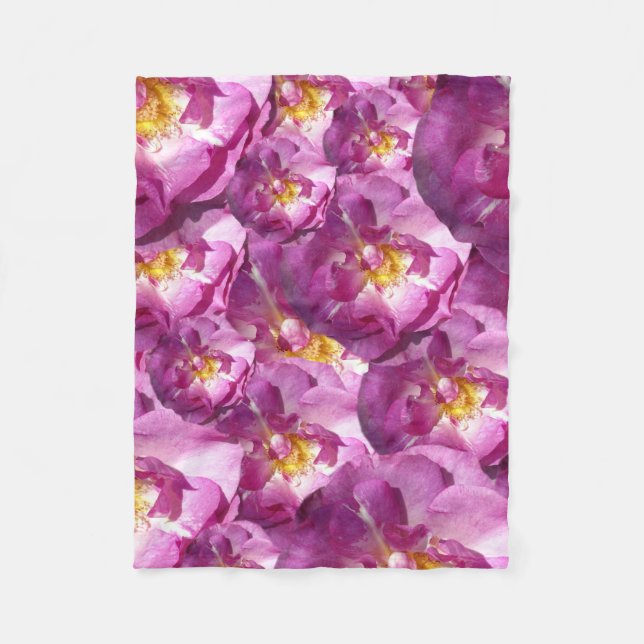 Pink Roses Photo Fleece Blanket, Small Blanket (Front)