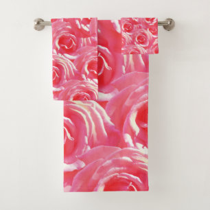 Pink Roses Photo pattern Bathroom Towel Set