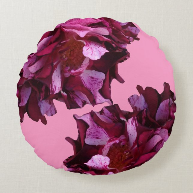 Pink Roses Photo Round throw cushion (Front)