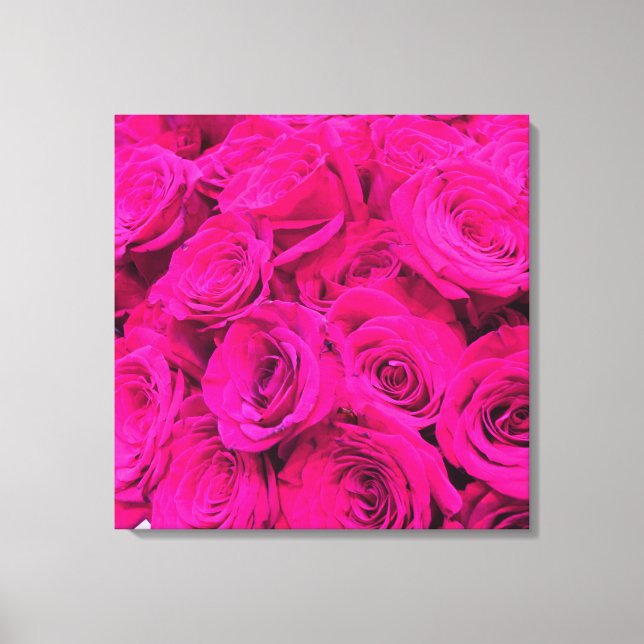 Pink roses pink flowers pink floral canvas print (Front)