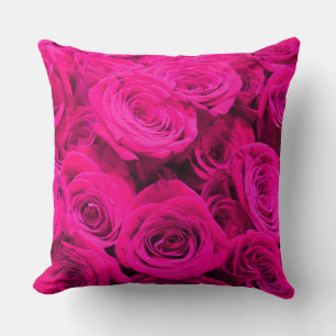 Pink roses pink flowers pink floral cushion