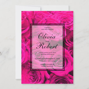 Pink Roses pink flowers pink floral Invitation