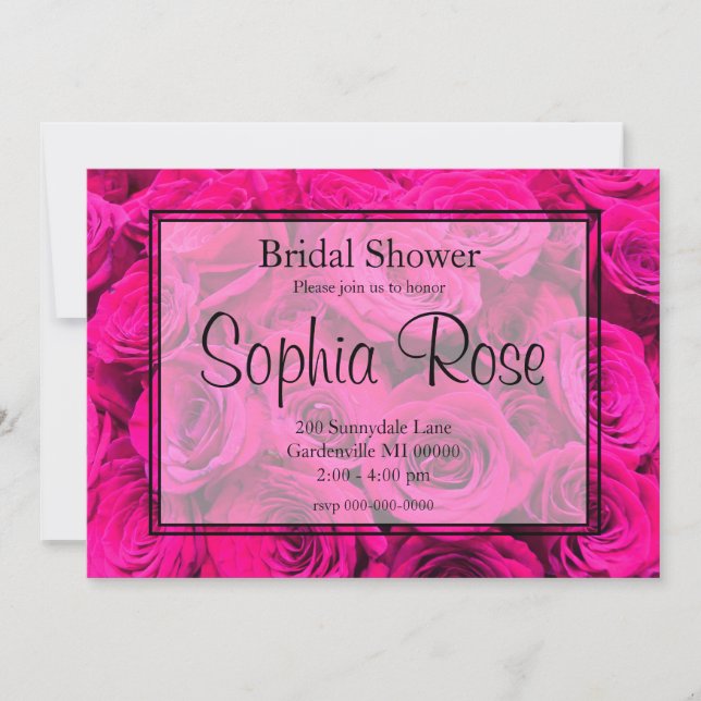 Pink Roses pink flowers pink floral Invitation (Front)