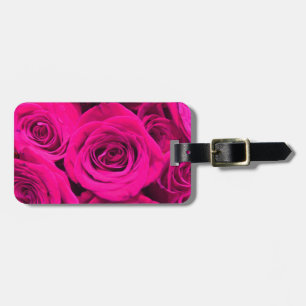 Pink roses pink flowers pink floral luggage tag