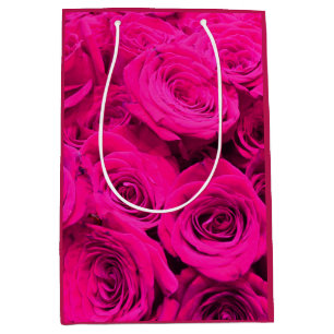 Pink Roses pink flowers pink floral Medium Gift Bag
