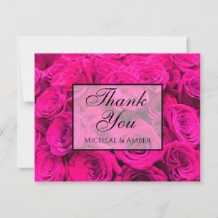 Pink Roses pink flowers pink floral Thank You Card