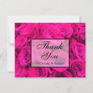 Pink Roses pink flowers pink floral Thank You Card