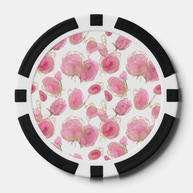 Pink roses poker chips (Front)