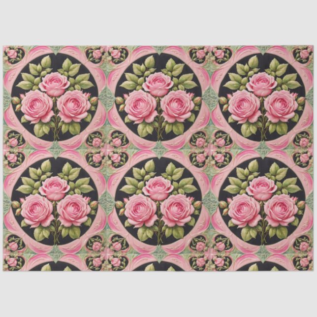 Pink Roses Popular Beautiful Collection Tissue Paper (Front)