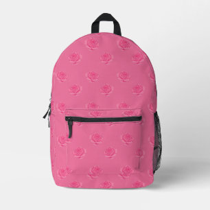 Pink roses printed backpack