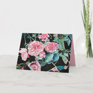 Pink Roses Rose floral flowers watercolor Card