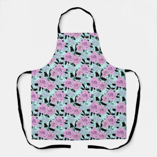  pink roses, roses , turquoise background   apron