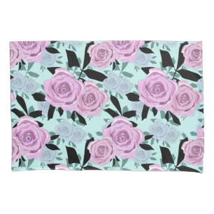  pink roses, roses , turquoise background   pillowcase