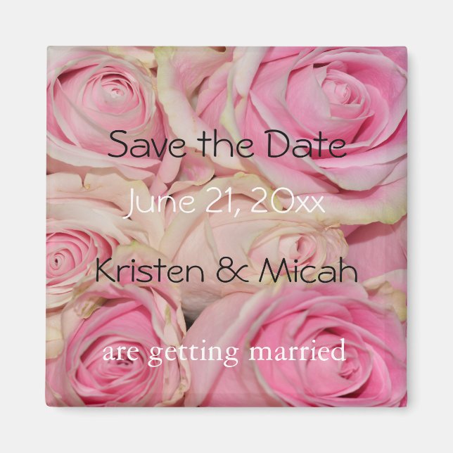 Pink Roses Save the Date Magnet (Front)
